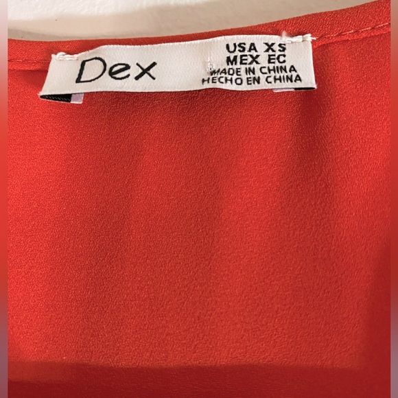 DEX tunic flutter sleeve with embellished, tie-front neckline - Picture 3 of 8